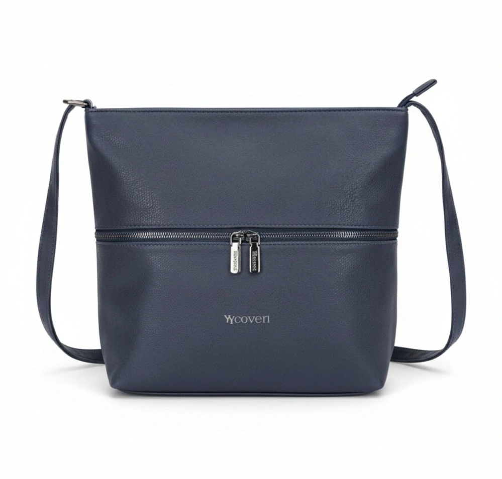 Dámská crossbody kabelka Coveri – modrá, elegantní s přední kapsou na zip