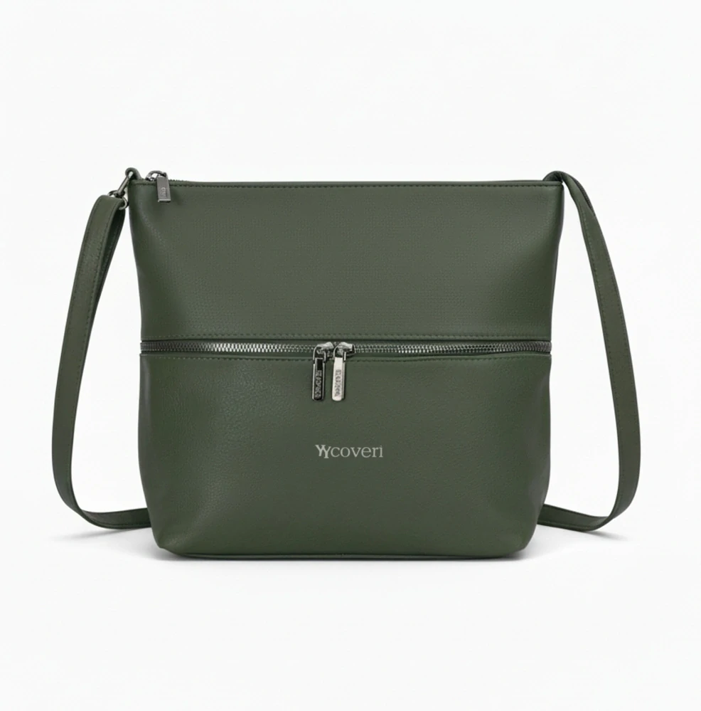 Dámská crossbody kabelka Coveri – zelená, elegantní s přední kapsou na zip