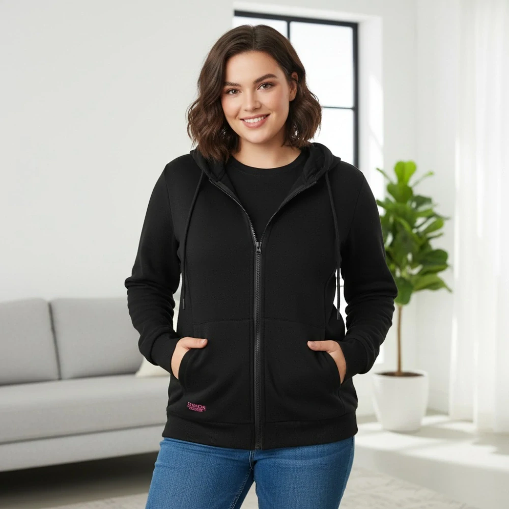 Dámská černá mikina Benter 55074  XL-4XL 