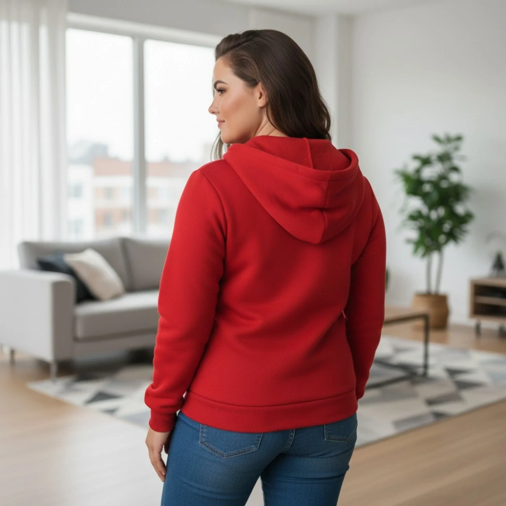 Dámská červená mikina Benter 55074  XL-4XL 