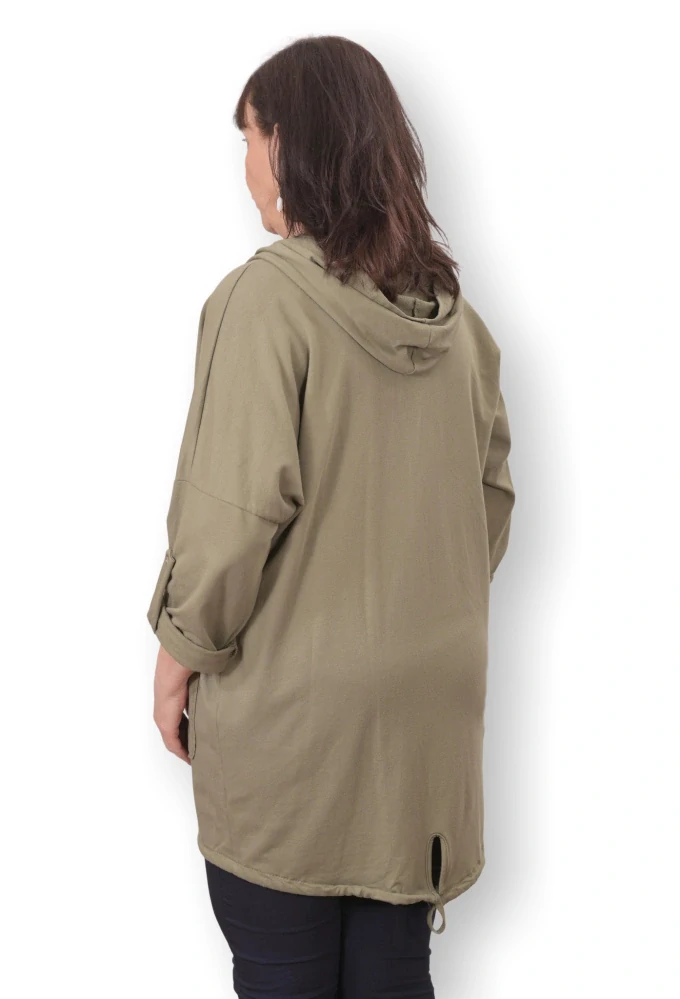 Dámská khaki mikina v nadměrné univerzální velikosti až 3XL P1161