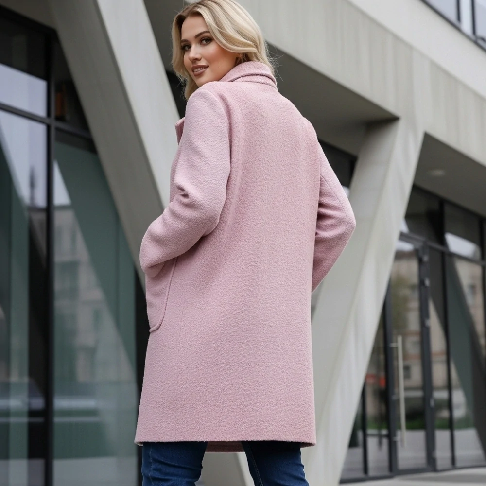 Dámský jarní světle růžový kabát Liz uni M-XXL-976