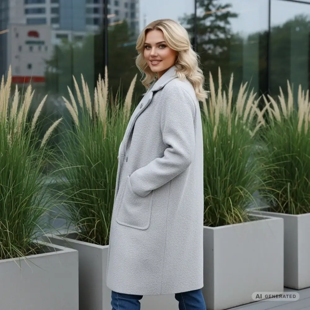 Dámský jarní šedý kabát Liz uni M-XXL-972