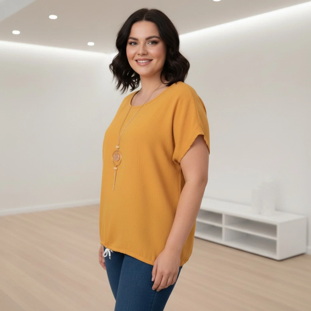 Žluté dámské triko Gili i pro plnoštíhlé N2462