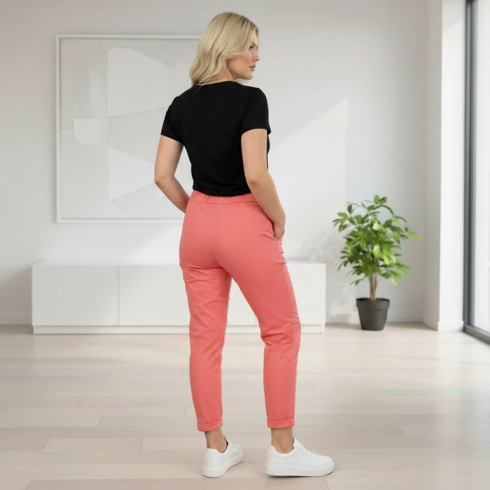 Dámské pružné lososové kalhoty Mio Moda J1724