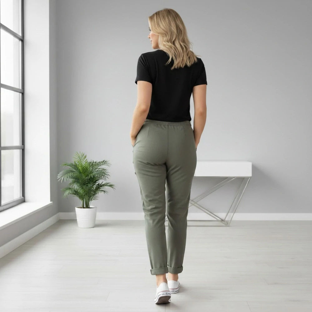 Dámské pružné khaki kalhoty Mio Moda J1718