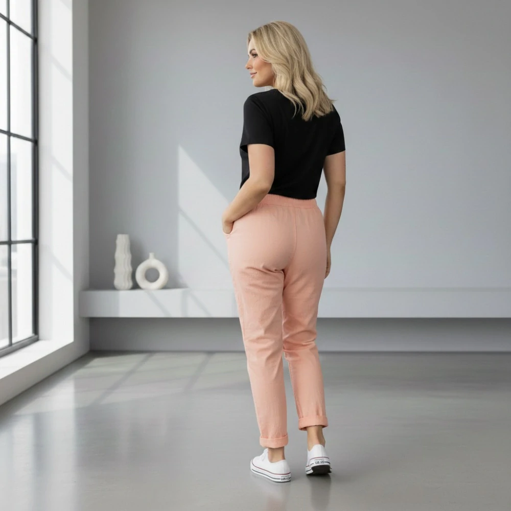 Dámské pružné meruňkové kalhoty Mio Moda J1717