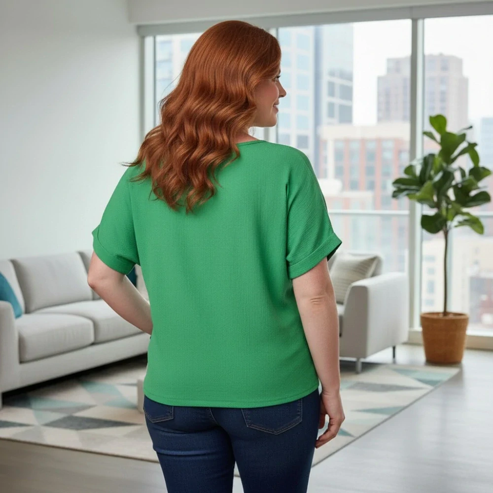 Dámské zelené triko Ama s uzlem N2409