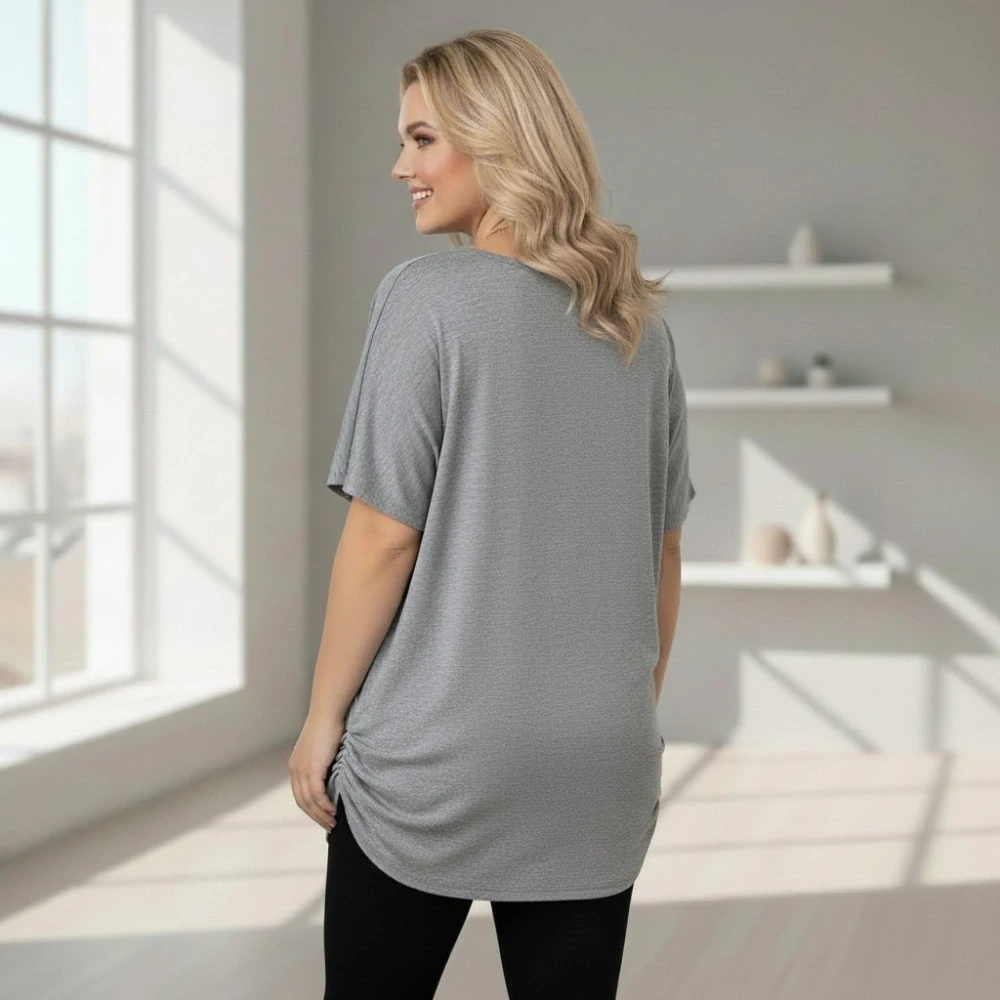 Dámské šedé triko oversize velikost XL - XXXL N2350