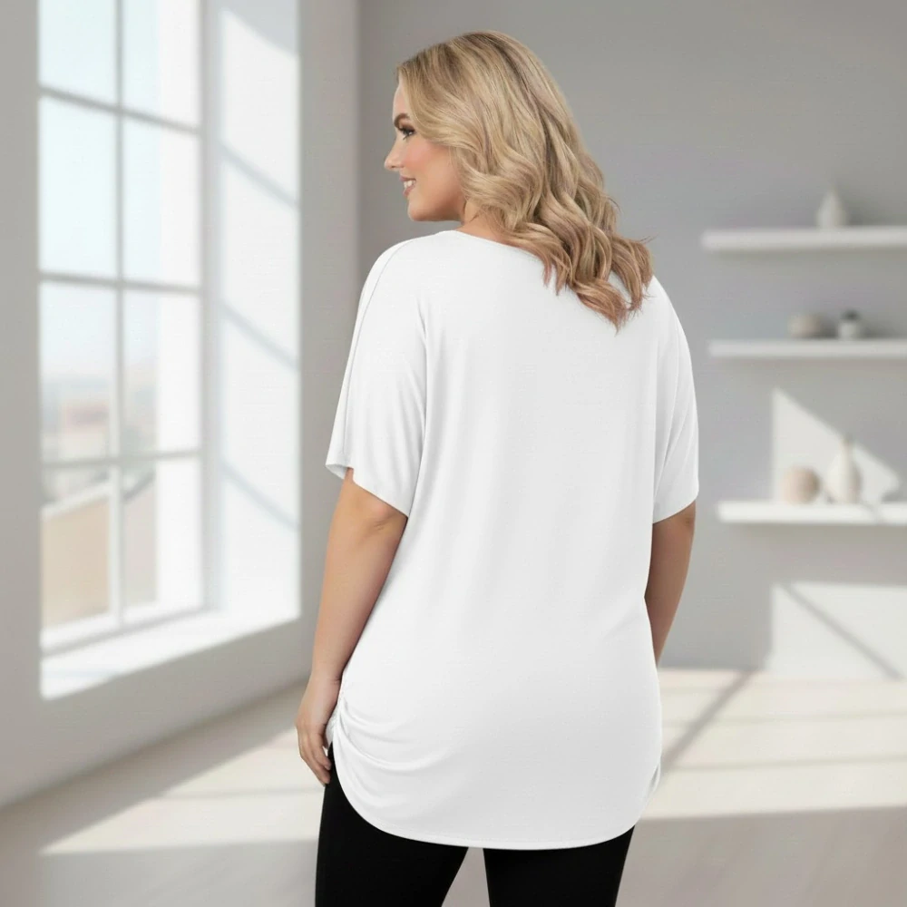 Dámské bílé triko oversize velikost XL - XXXL N2348