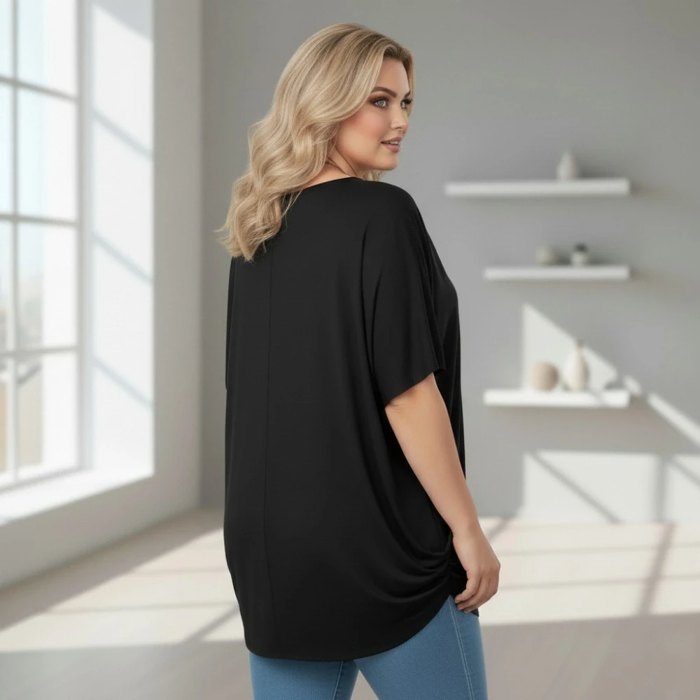 Dámské černé triko oversize velikost XL - XXXL N2343
