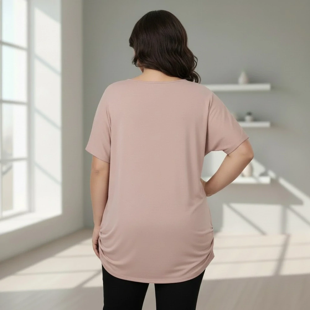 Dámské lososové triko oversize velikost XL - XXXL N2342