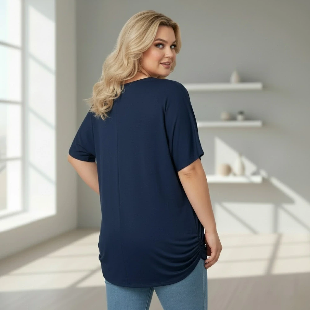 Dámské tmavě modré triko oversize velikost XL - XXXL N2341