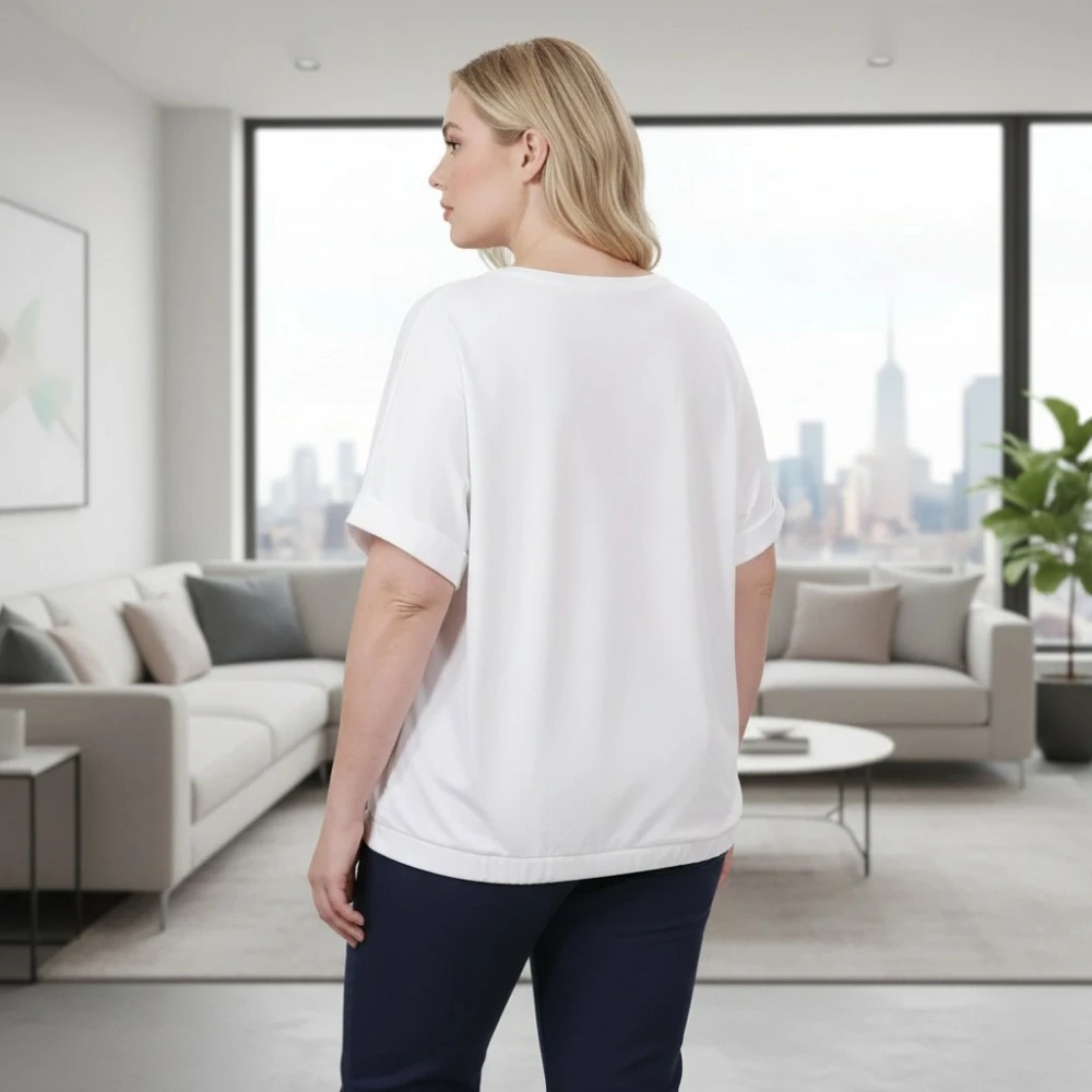 Dámské bílé triko nadměrná univerzální velikost XL - 3XL R1304
