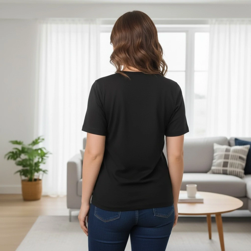 Dámské sportovní černé triko Benter s potiskem v nadměrných velikostech XL - 4XL R1528
