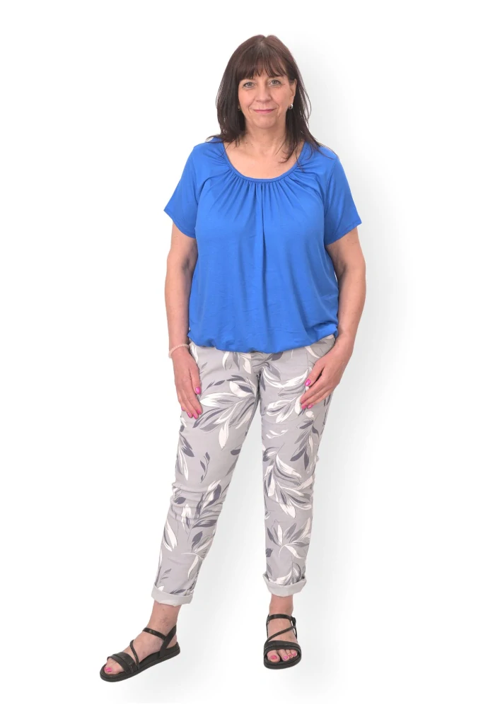 Dámské modré triko do gumy Italy moda univerzální velikost L - 4XL P1693
