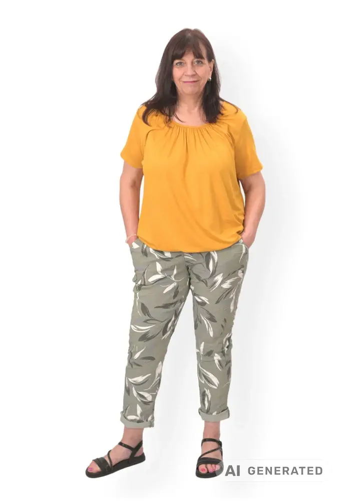 Dámské okrové triko do gumy Italy moda univerzální velikost XXL - XXXL P1697