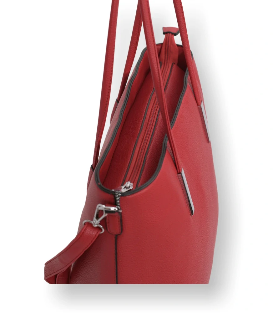 Velká červená shopper kabelka Tessra ve dvou velikostech. Vyberte si větší nebo menší kabelku. L4961