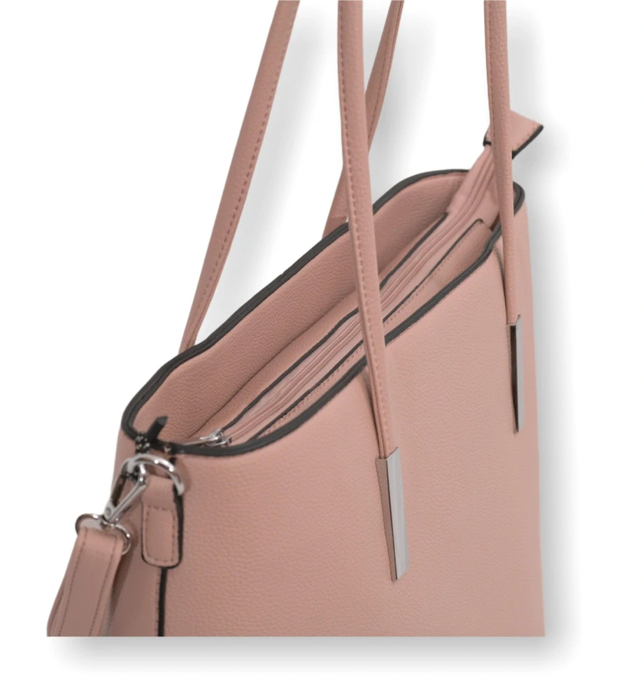 Velká růžová shopper kabelka Tessra ve dvou velikostech. Vyberte si větší nebo menší kabelku.  L4960