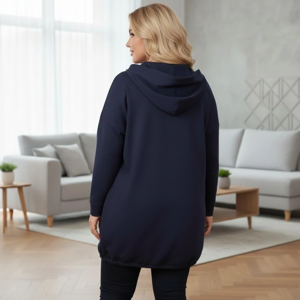 Dámská modrá dlouhá mikina nadměrná uni velikost XL-XXXL L1995