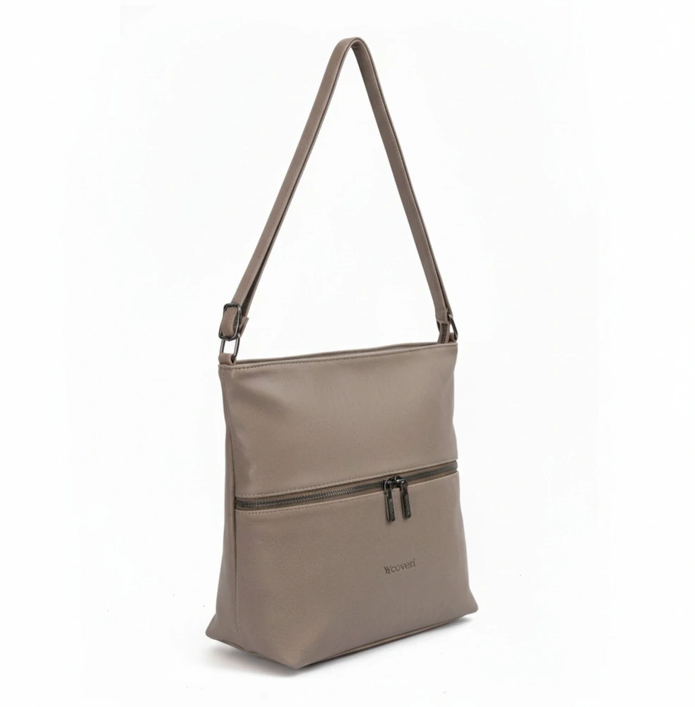 Dámská crossbody kabelka Coveri – béžová, elegantní s přední kapsou na zip