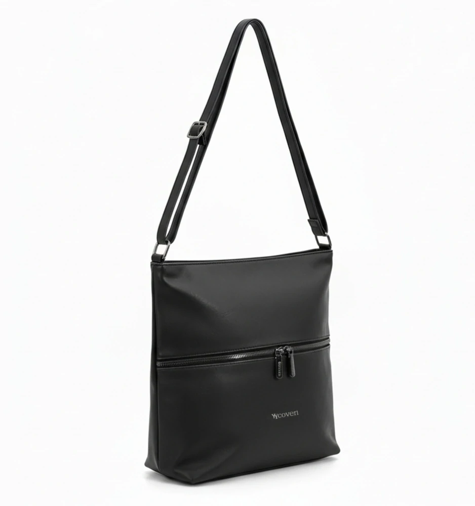 Dámská crossbody kabelka Coveri – černá, elegantní s přední kapsou na zip