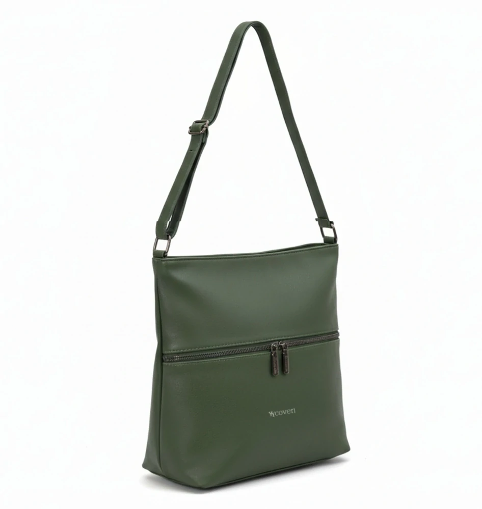 Dámská crossbody kabelka Coveri – zelená, elegantní s přední kapsou na zip