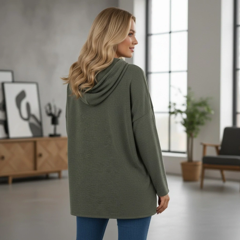 Dámský svetr s kapucí zelený 1979