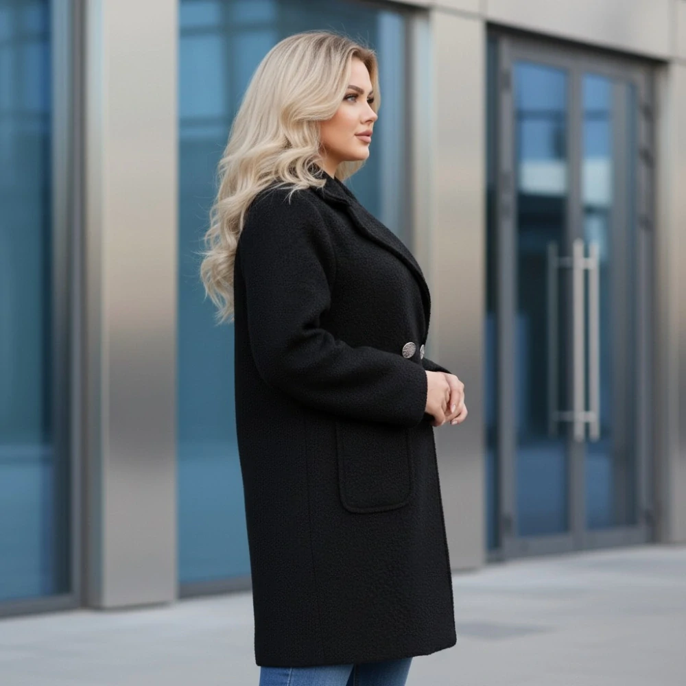 Dámský jarní černý kabát Liz uni M-XXL-980