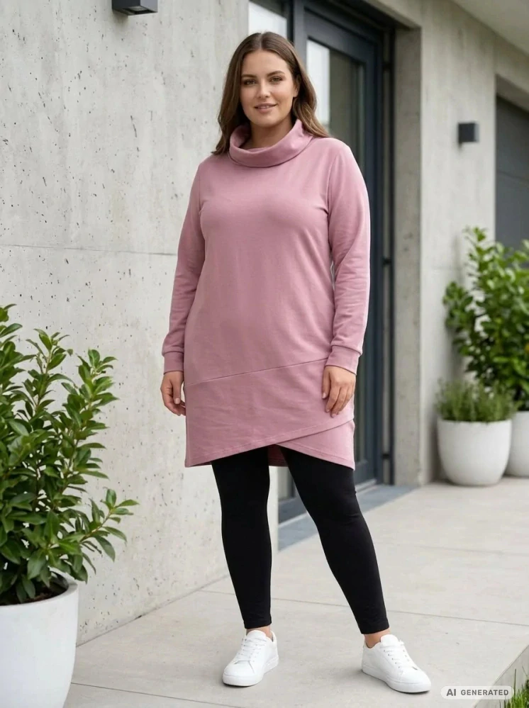 Mikinové šaty Věrka světle růžové L432 XL