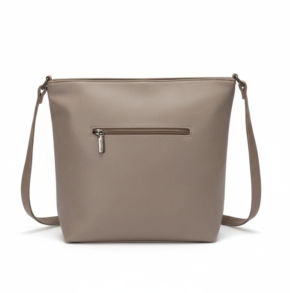 Dámská crossbody kabelka Coveri – béžová, elegantní s přední kapsou na zip