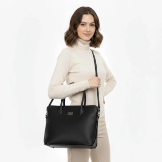 Elegantní černá dámská kabelka Tessra – 3v1 (do ruky, na rameno, crossbody)