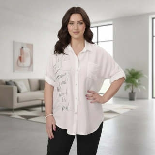 Dámská bílá dlouhá košile v nadměrné univerzální velikosti XL - XXXL P1803