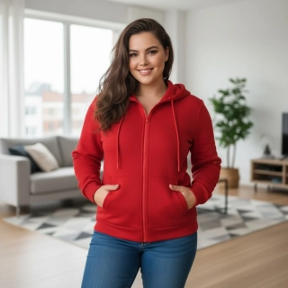 Dámská červená mikina Benter 55074  XL-4XL 