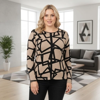 Dámské béžové triko se vzorem Ketis L-4XL