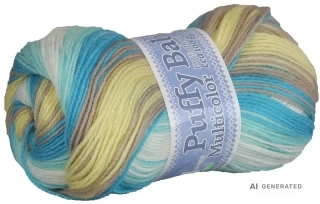 Příze Puffy baby NGM 528 modrohnědožlutá