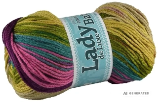 Příze Lady de luxe batik 600 béžovo modro fialová