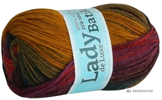 Příze Lady de luxe batik 601 červená, vínová, modrá, zelená