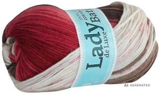 Příze Lady de luxe batik 602 - bílá, šedá, černá, vínová