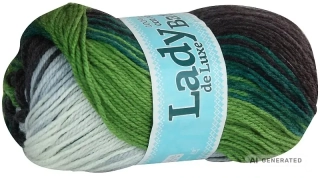 Příze Lady de luxe batik 603 - bílá, šedá, zelená