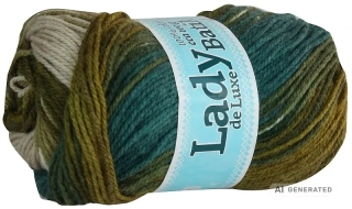 Příze Lady de luxe batik 605 zelená, béžová, modrá