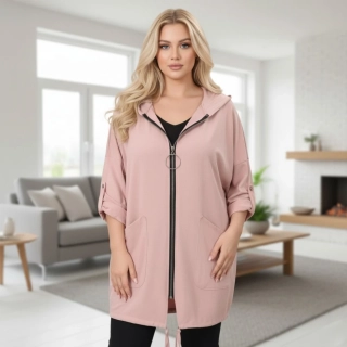 Dámská růžová mikina v nadměrné univerzální velikosti až 3XL P1162