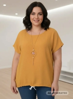 Žluté dámské triko Gili i pro plnoštíhlé N2462