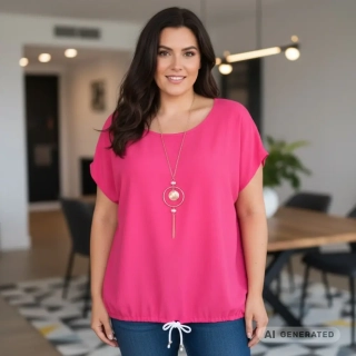 Magenta dámské triko Gili i pro plnoštíhlé N2451