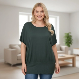 Dámské zelené triko s pružným lemem Italská móda uni velikost L-XXXL P2008