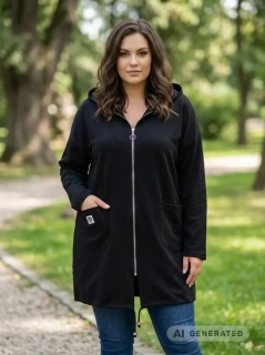 Dámská černá dlouhá mikina K884