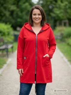 Dámská červená dlouhá mikina K874