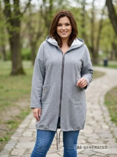Dámská šedá dlouhá mikina K873