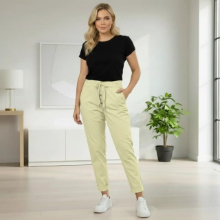 Dámské pružné žluté kalhoty Mio Moda J1726