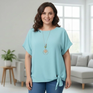 Dámské tyrkysové triko Ama s uzlem N2419